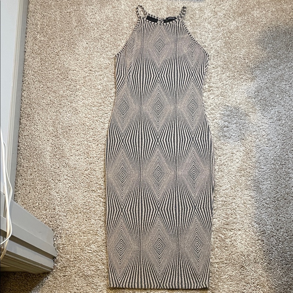 Lovely Day Monochrome Geometric Midi Dress